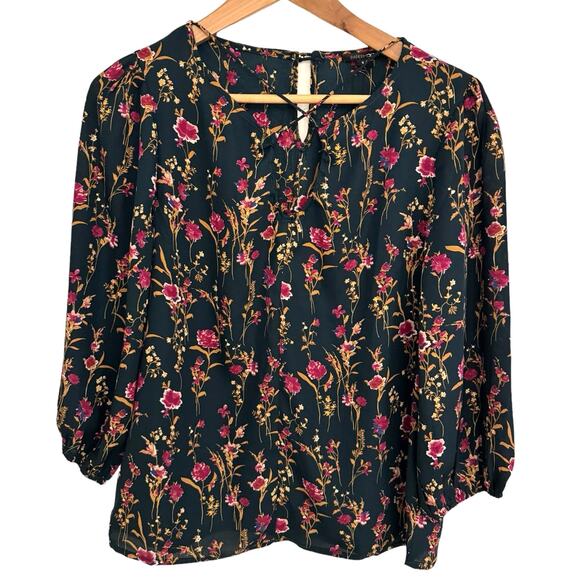 Paper Moon Green Floral Top S ditzy Cottagecore Peasant Boho Fairygrunge Whimsy - Picture 1 of 7